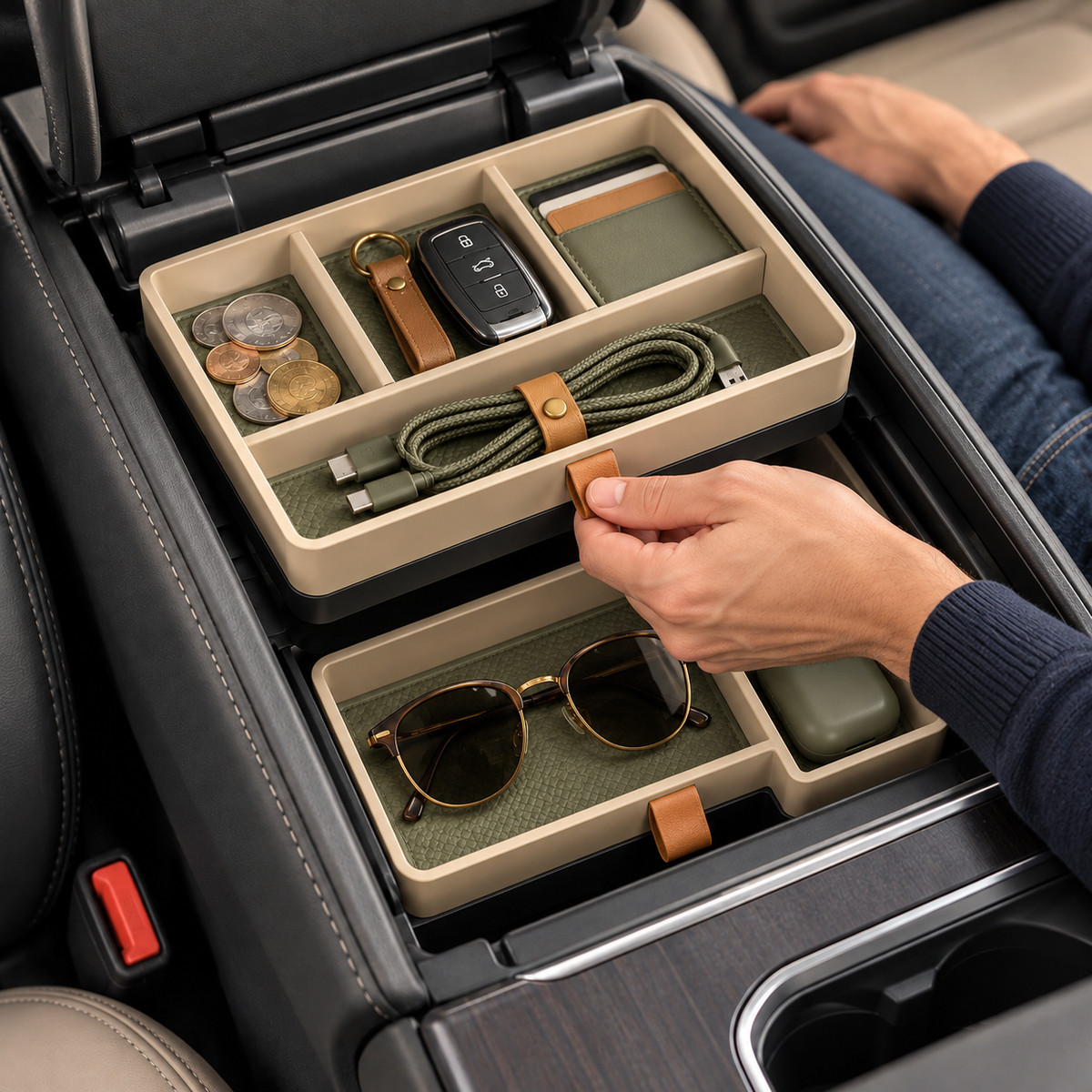 Velorqina Console Edit Organizer Tray